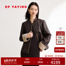 EP雅莹女装 哑光光面绵羊皮立领盘扣真皮皮衣外套 商场同款P102A 咖啡色 M