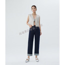 GUYN高端2025春夏季牛仔裤女莱卡面料高雅楚楚动人原牛色翻边直筒裤 轻奢原色蓝 25