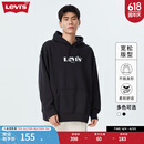 Levi's李维斯情侣同款连帽加绒卫衣经典logo落肩宽松复古 黑色 S