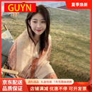 GUYN官网围巾女披肩春秋空调海边沙滩纱巾棉麻丝巾妈妈生日礼物送长辈 尚百搭实用