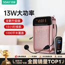 索爱（soaiy）S588FM无线小蜜蜂扩音器教师专用智能防啸叫13W大功率U盘麦克风喇叭户外便携蓝牙音箱收音机  金色