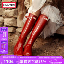 HUNTER雨靴户外露营女鞋惠灵顿经典英伦防水防滑骑士靴女长筒女靴高筒靴 亮面军红色/MLR 37