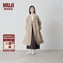 无印良品（MUJI）女式 不易沾水 双排扣大衣 风衣外套女中长款秋季 米色 S 155/80A