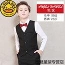 G.DUCKKIDS儿童礼服主持人西装套装男童马甲长裤花童演出服高端英伦风男春秋 黑色5件套 /马甲+背带+衬衫+裤子 150cm(150cm) [140-150cm重6