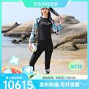 Monster Guardians游泳衣女分体三件套2024新款保守防晒长袖长裤潜水女士泡温泉泳装 黑色三件套 S