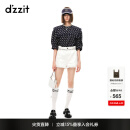 DZZIT【爆款补单】地素春夏新款法式复古泡泡袖爱心链条满印海军领上衣 深蓝色 XS