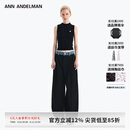 ANN ANDELMAN【明星同款】 官方直营 牛仔腰头拼接西裤直筒长裤 黑色 38