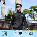adidas简约三条纹跑步运动立领夹克外套男装春季阿迪达斯官方   黑色/白（选大一码)   L
