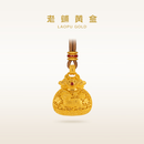 老铺黄金古法手工足金项链 · 花丝麒麟献瑞福袋吊坠（绳链款） 宝石款金重约18.6g