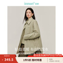 茵曼（INMAN）【商场同款】复古衬衫式棉衣2025春秋季女装新款防泼水休闲外套 浅灰绿 S
