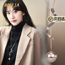 BOGLIA珍珠毛衣链女长款项链2024年新款潮女冬天挂件百搭简约装饰 咖啡色