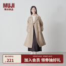 无印良品（MUJI）女式 不易沾水 双排扣大衣 风衣外套女中长款秋季 米色 S 155/80A