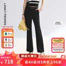 朗姿微喇裤高腰修身高级感通勤2025年夏季新款复古风气质喇叭裤女 黑色 L