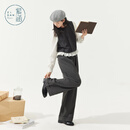 紫涵（ZIHAN）紫涵灰色上下套装女秋季新款上衣阔腿裤两件套 灰色 M