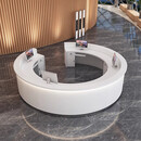 烤漆吧台行政柜台圆弧形前台接待台半圆形导诊台简约美容院收银台 烤漆白-直径C型 3.4长*0.6宽*1.0高/米