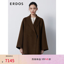 ERDOS 宽松插肩袖青果领复古时髦羊绒双面呢女毛呢大衣 可可 155/80A/S