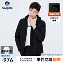 Navigare意大利小帆船男士棉服秋冬季可拆卸连帽外套夹棉保暖通勤夹克衫 黑 XL 码
