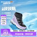 Skechers斯凯奇儿童绒绒靴雪地靴保暖男童棉鞋防寒加绒高帮女童靴660092L 女童/黑色/薰衣草色/BKLV 32