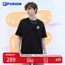 FILA FUSION斐乐潮牌情侣款短袖衫时尚宽松短袖T恤男女 正黑色-BK 170/92A/M