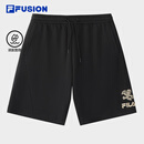 斐乐 FUSION斐乐潮牌针织五分裤男2025秋季新款时尚休闲短裤子 正黑色-BK XL 180/88A/XL