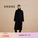 ERDOS 宽松落肩袖立领大翻领外套女毛呢大衣 黑 S 160/80A