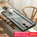 金镶玉绿檀石茶盘乌金石功夫大号石头茶盘 山水一色80*33*3.5