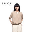 ERDOS【精纺】25早秋圆领轻薄透气宽松假两件套衫女羊绒衫 大地驼 S 160/80A