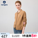 Navigare意大利小帆船女士毛衣秋冬季新款纯绵羊毛长袖开衫通勤保暖外套男 古巴砂 L