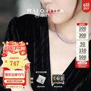 若华（RUOHUA）紫云 2-3.5mm素面坦桑石盘珠项链年轻款女18K金锁骨链送女友礼物 坦桑石项链【40cm】