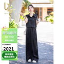 OLJ轻奢品牌套装女2025年夏季新款时尚休闲条纹无袖上衣裤子两件套 图片色 L