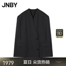 江南布衣（JNBY）【商场同款】24冬新品风衣无领全羊毛外套5OA91583H 011/炭黑 S