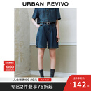 UR2025夏季新款女装休闲复古水洗压褶牛仔短裤UYU850039 蓝色 28