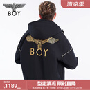 BOY LONDON【黑金隼】秋季男女同款外套短款老鹰logo可拆帽宽松棉服N29006 黑色 XL