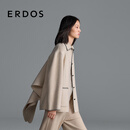 ERDOS 25秋冬翻领羊绒大衣通勤可拆卸披肩女毛呢大衣外套 香草白 S 160/80A
