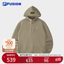 FILA FUSION斐乐潮牌女子连帽卫衣2025春季新款休闲宽松针织上衣 豆青褐-BN 160/80A/S