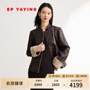 EP雅莹女装 哑光光面绵羊皮立领盘扣真皮皮衣外套 商场同款P102A 咖啡色 L