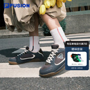 FILAFUSION斐乐女子薄底鞋2025夏季银色板鞋网面休闲运动德训鞋 黑曜石/鹪鹩灰-OW 37.5