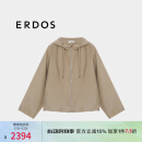 ERDOS 春夏真丝电力纺户外风连帽女宽松休闲上衣短外套 燕麦奶色 160/84A/M