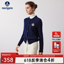 Navigare意大利小帆船女士毛衣秋冬季新款纯绵羊毛长袖开衫通勤保暖外套男 海军蓝 L