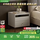 顾家家居（KUKA）现代简约床头柜卧室柜子大容量双抽储物碳素钢脚DS7890G 米灰