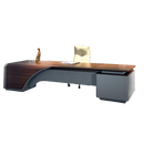 震旦（AURORA）新中式老板办公桌轻奢感实木老板桌北美黑胡桃木总裁大班台 2.4米老板桌(白蜡木)