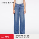 MISS SIXTY2025夏季新款垂感含天丝牛仔裤女复古高腰显瘦直筒裤 中蓝 26