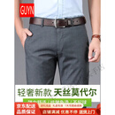 GUYN高端天丝休闲裤男夏季薄款直筒宽松商务西裤男免烫冰丝爸爸裤子男 6702B深灰薄款 6702B深灰薄款 28 码腰围2尺1适合90-100斤左