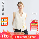 朗姿【兰亭叙】桑蚕丝上衣白色2025年夏新款提花新中式背心马甲 米白色 XL