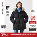 朗姿霍尔多巴吉白鹅绒可拆卸狐狸毛领加厚羽绒服外套冬季新款 黑色 M