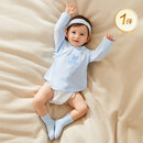 全棉时代婴儿针织半背衣无骨纯棉满月宝宝和尚服婴儿护肚上衣 微光蓝 52码