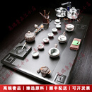 LICHEN轻奢品牌茶具整套整块乌金石茶盘功夫茶具套装全自动陶瓷紫砂茶台 黑玻璃-腾云哥窑龙珠