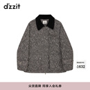 DZZIT地素棉服2024冬季新款粗花呢精致小香设计女3I4H2714A 黑色 S