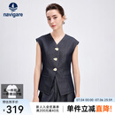 Navigare意大利小帆船牛仔马甲女士25夏季新品时尚修身上衣V领无袖背心女 海军蓝 L