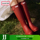 HUNTER雨靴户外露营女鞋惠灵顿经典英伦防水防滑骑士靴女长筒女靴高筒靴 哑光军红色/MLR 36